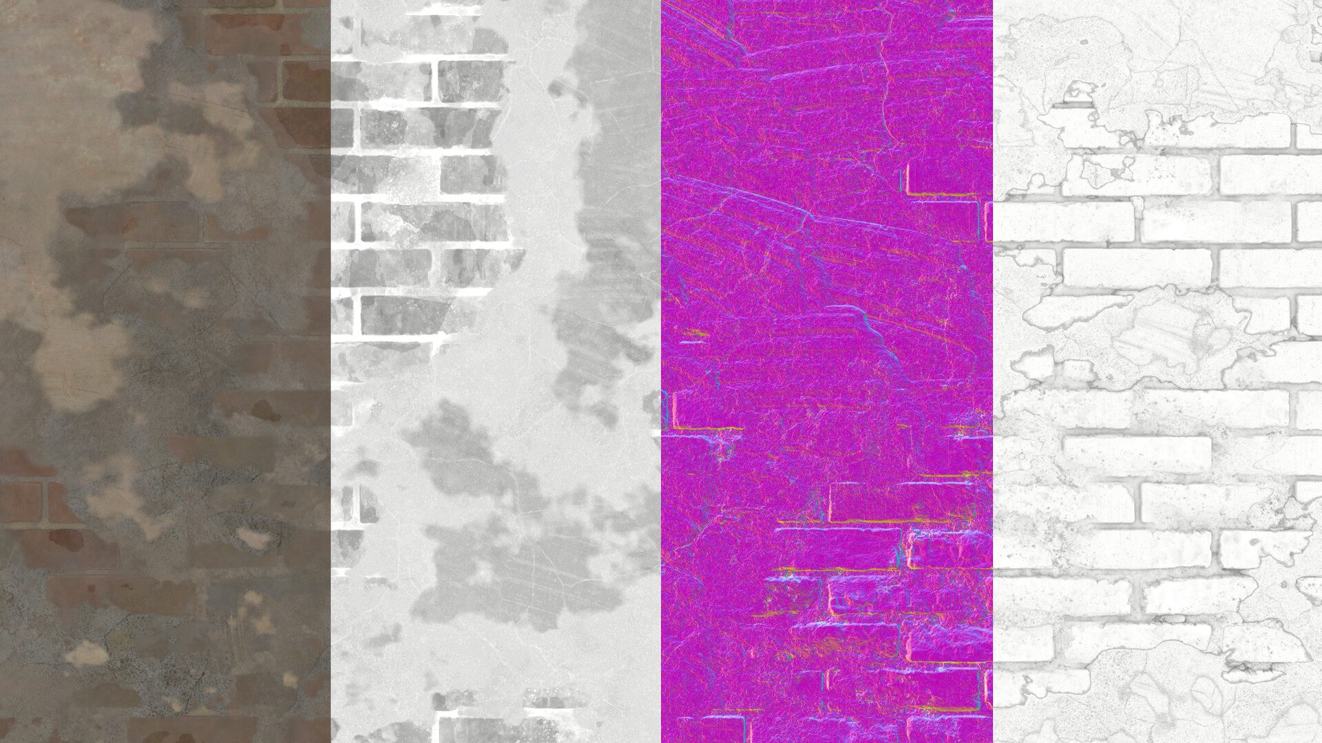 Brick/Stucco Wall Blend: Base Color, Roughness, Normal, Material AO