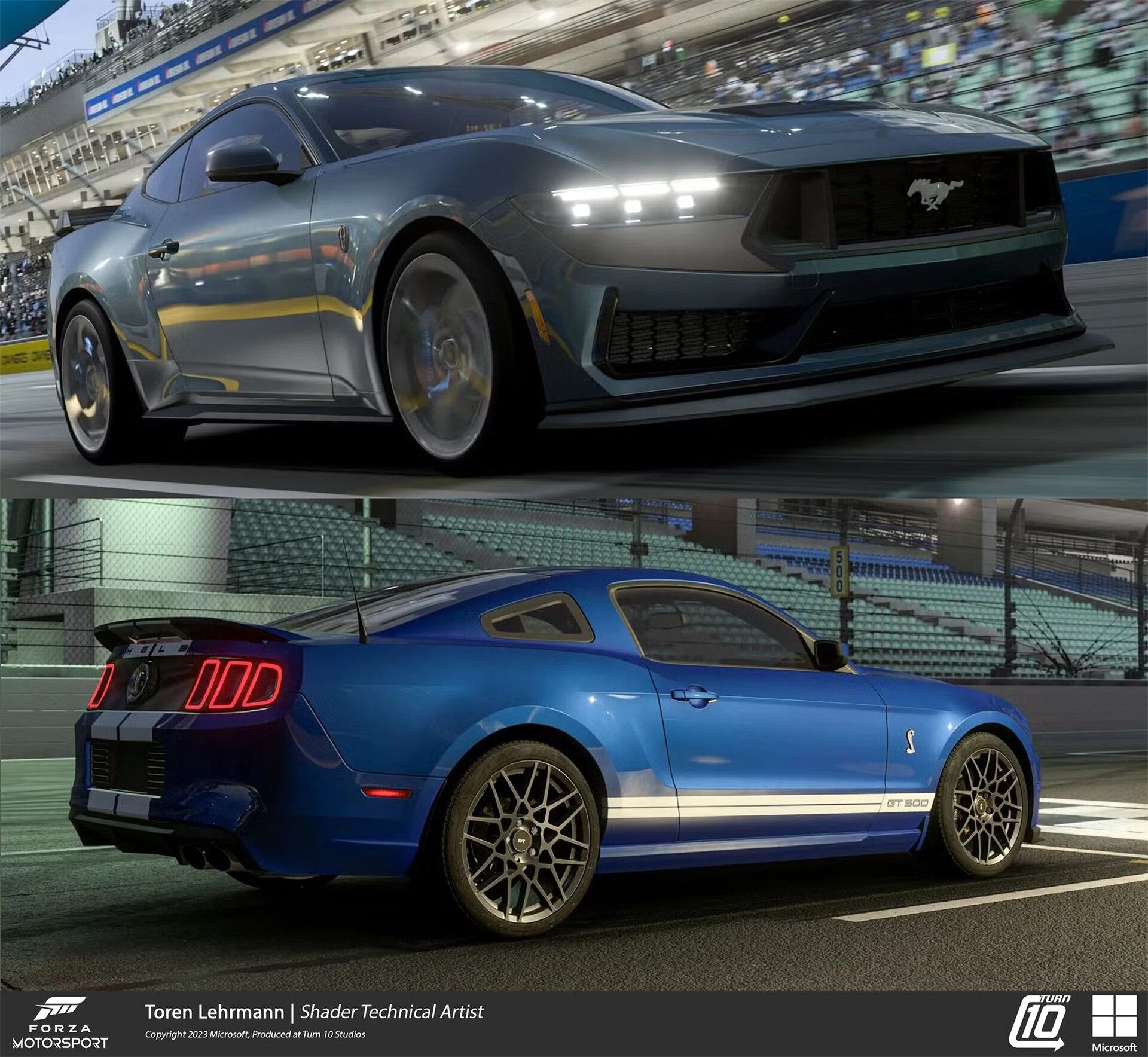 Forza Motorsport - Technical Art & Look Development: Example of final car paint and other materials in the shipped game that was based off of our look dev findings and other engine improvements