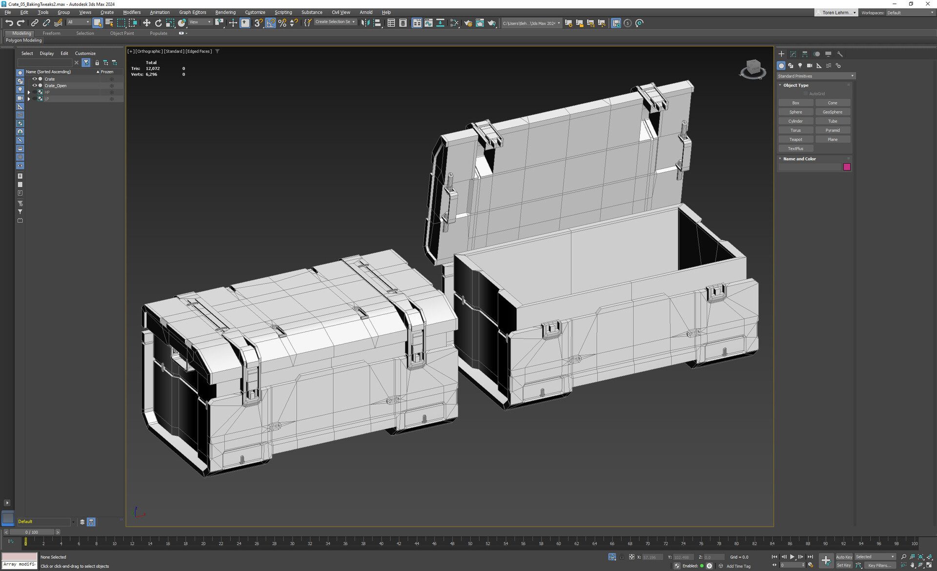 Sci-Fi Crate: 3DS Max Viewport - Low Poly (Crate is 6000 triangles)