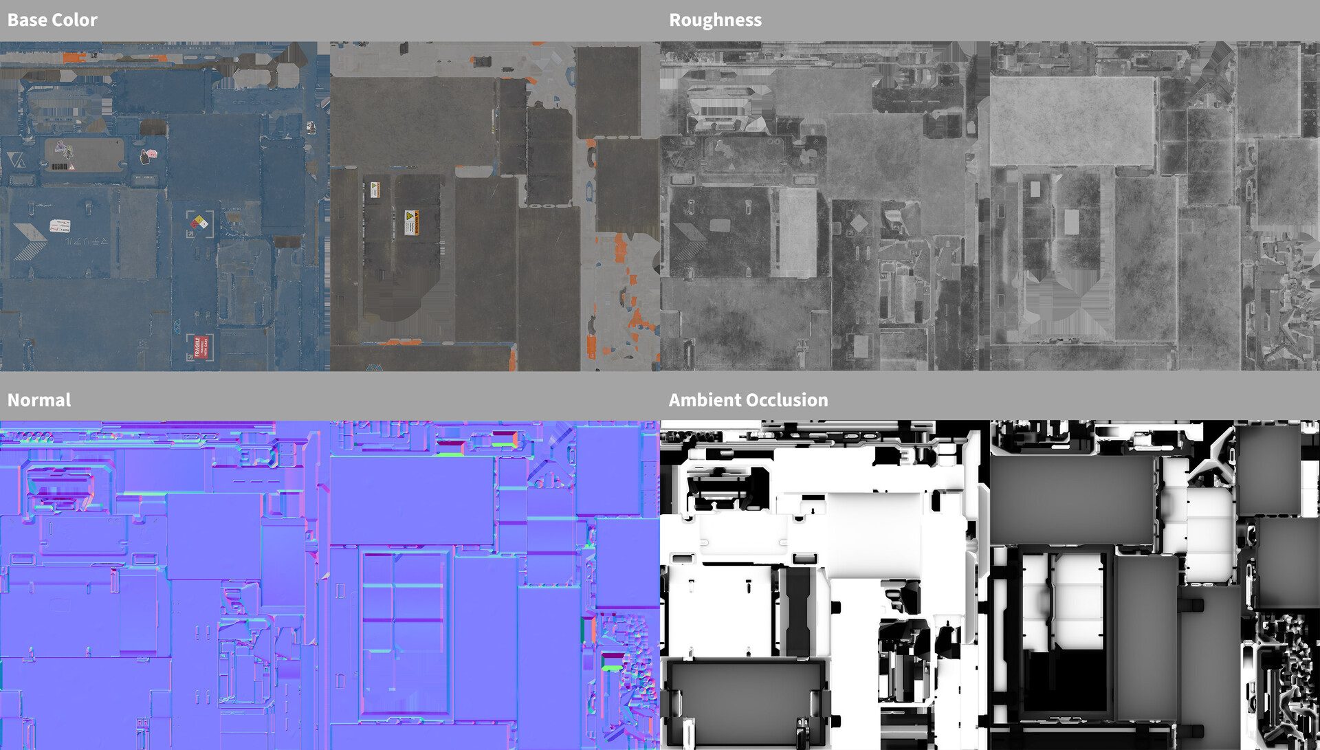 Sci-Fi Crate: Texture Breakdown - 2 sets of 4k maps were used