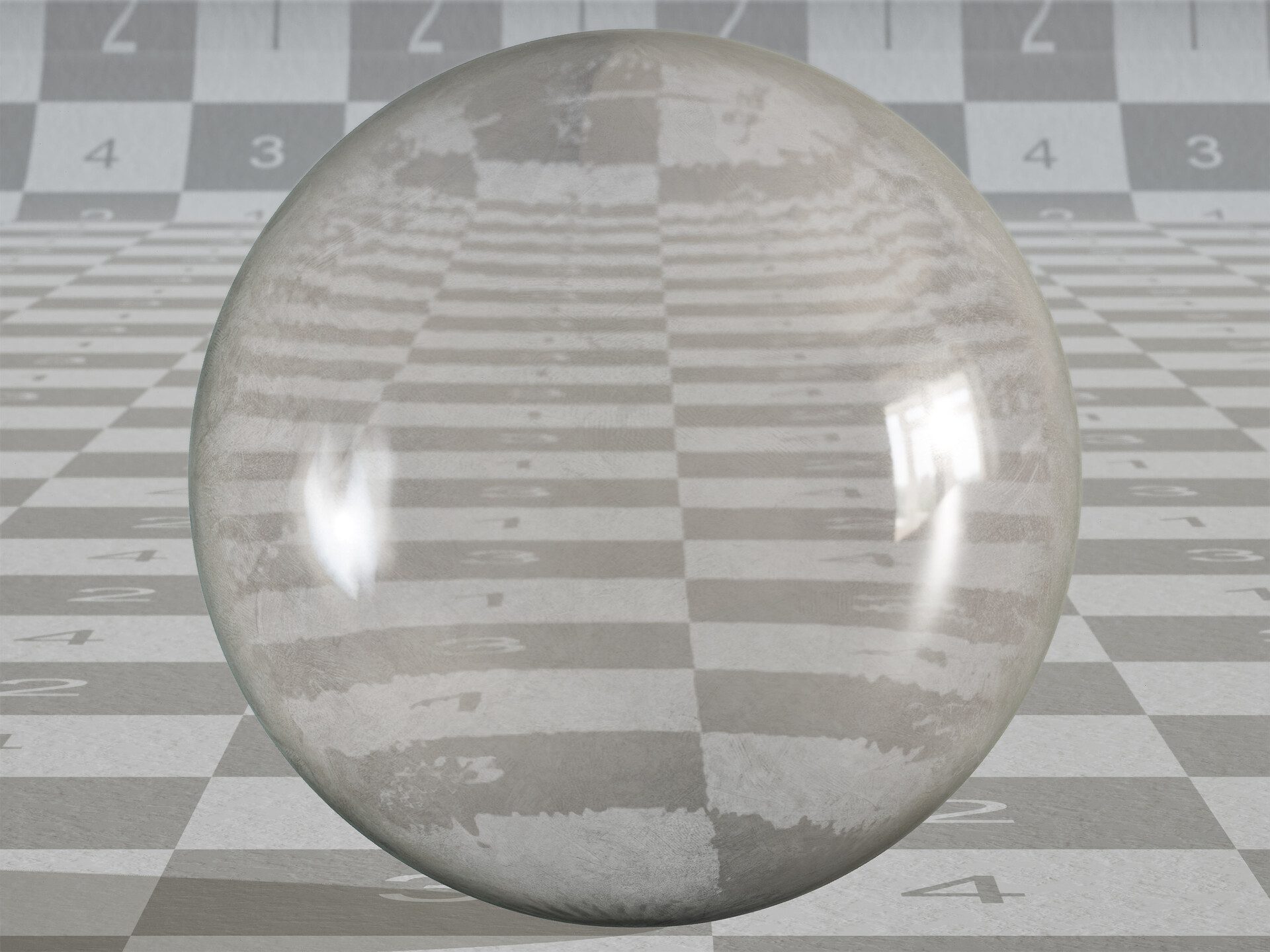 Substrate Material Studies: Glass (with checker background for better refraction analysis)